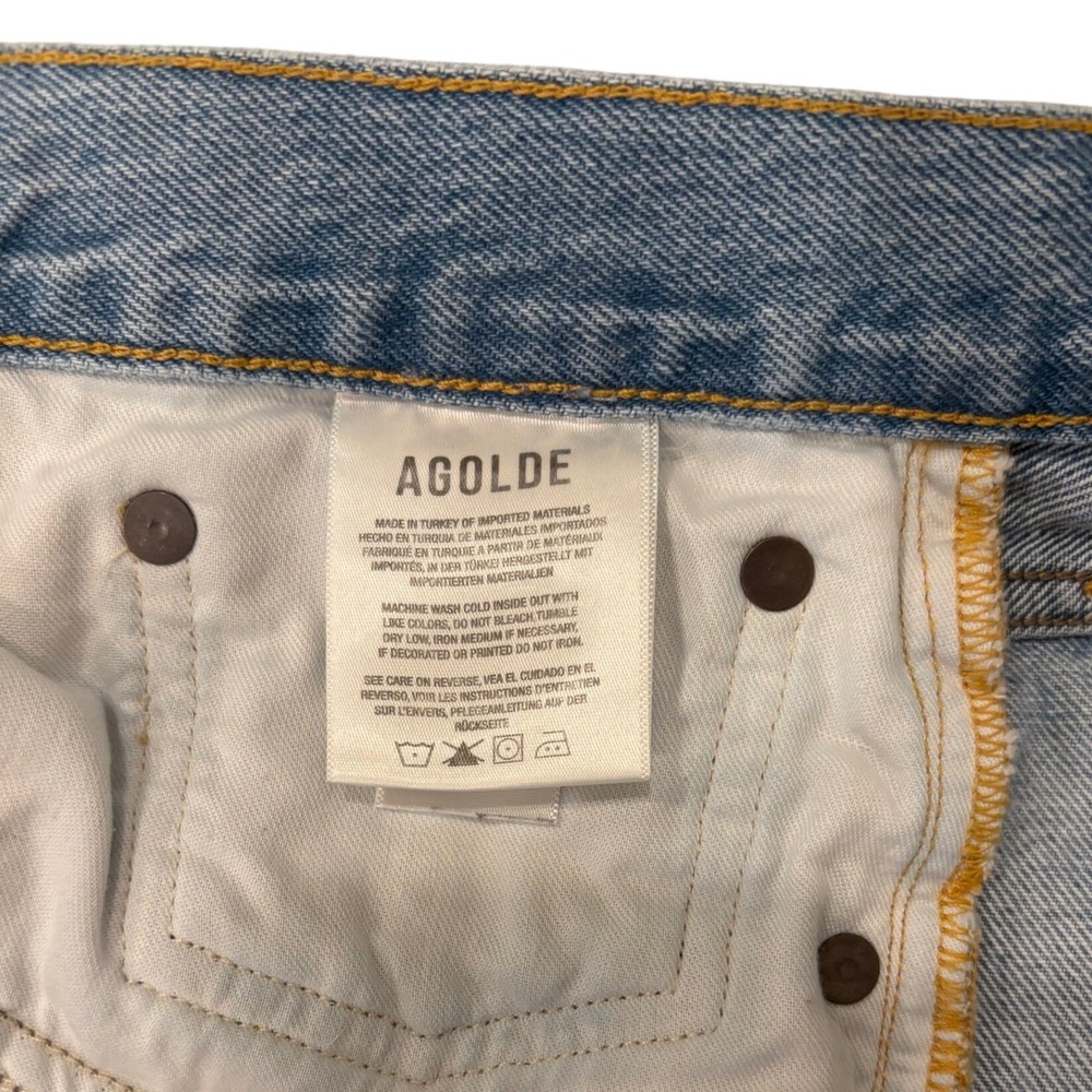 AGOLDE Parker Long High Rise Distressed Denim Shorts Cut Offs Light Wash 33 - Picture 4 of 5